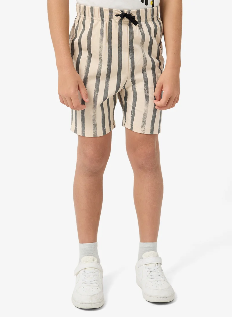 Pinata  Cute Dog Printed Tshirt and Stripe Shorts Set for Men | Best Price UAE